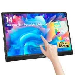 Produktbild: Lrtzcbi Touchscreen Tragbarer Monitor 14 Zoll, HDR 1920x1080P IPS Touch Bildschirm Monitor mit USB C HDMI, Eingebaute Lautsprecher Tragbarer Monitor für Laptop/PC/Telefon/Xbox/Switch/PS4/Raspberry pi