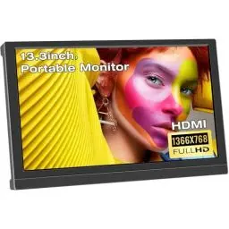 Produktbild: Lrtzcbi Tragbarer Monitor 13,3 Zoll, FHD 1366x768P Tragbarer Monitor LED Bildschirm Small HDMI Monitor Built-in Speaker und HDMI VGA Port, Tragbarer Monitor für Laptop PC Mac Xbox PS4/5 Switch