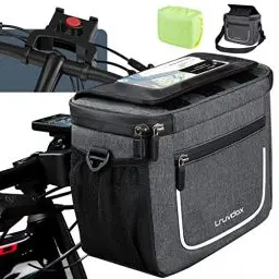 Produktbild: Lruvdox Fahrradtasche Lenker mit lenkeradapter für Fahrrad und elektrofahrräder, 5L fahrradkorb vorne wasserdicht lenkertasche e-Bike mit handyhalterung, Touchscreen und Abnehmbarer Schultergurt