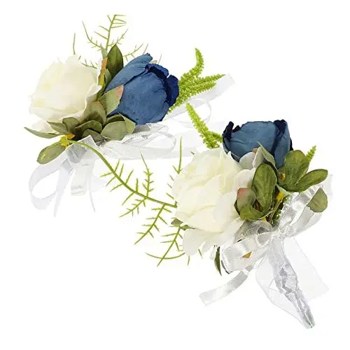 Produktbild: LRXIYODE Elegantes Braut Handgelenk Blumenarmband Set mit Corsage Teiliges Hochzeitsaccessoire und Weiß für Brautjungfern und Festliche Anlässe