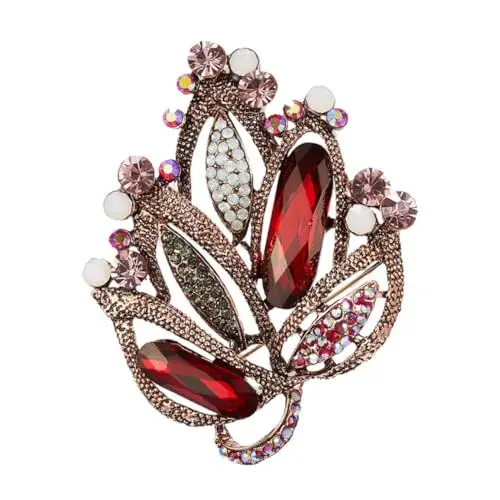 Produktbild: LRXIYODE Retro Blumen Design Brosche mit Strass für Damen Kreative Anstecknadel für Festliche Anlässe Zubehör für Kleidung für Partys und Besondere Anlässe