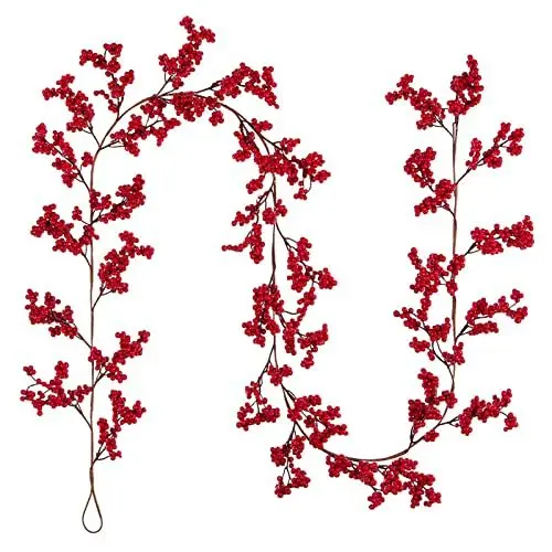 Produktbild: LSFYYDS Rote Beerengirlande, Flexible Künstliche Burgunder-Beerengirlande, Weihnachtsgirlande mit Biegbaren Stielen, Girlande, Weihnachtsdekorationen für Weihnachten, Neujahr, Herbsthochzeit(Rot)
