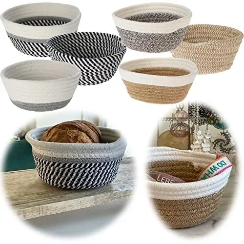 Produktbild: LS-LebenStil Aufbewahrungskorb 3-fach Sylt 18x8cm Blau Grau Weiß Mix Deko-Korb Kiste Körbchen Bad Küche