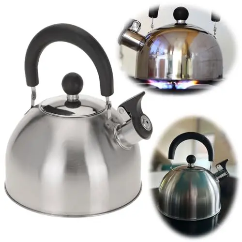 Produktbild: LS-LebenStil Edelstahl Flötenkessel 2,5L Camping Wasserkocher Wasserkessel Pfeifkessel