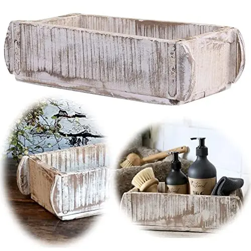 Produktbild: LS-LebenStil Holz Aufbewahrung-Box Ziegelform 1-Fach Weiß Unika 32x16x10cm Cutlery Dekoration