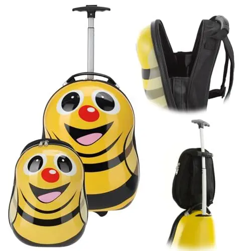 Produktbild: LS-LebenStil Kinder Reiseset 2-TLG. Biene Kinderkoffer Rucksack Trolley Hartschalenkoffer