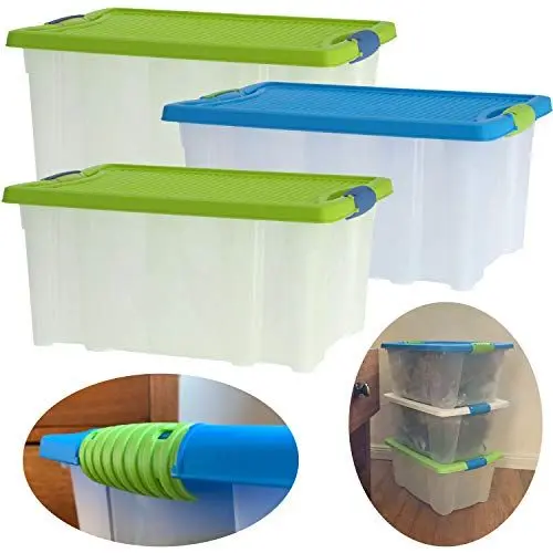 Produktbild: LS-LebenStil Stapelbox 3´er Set 40x28x20cm recycelt mit Deckel Stapelbar Allzweckkiste Aufbewahrungsbox Allzweckbox Transportbox Stapelkiste Aufbewahrungskiste Kunststoffbox