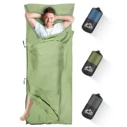 Produktbild: LSTRAGY Hüttenschlafsack - Upgegradeter 2in1 Mikrofaser-Schlafsack Mit Durchgehendem und Fußreißverschluss, Ideal für Backpacking, Hostels und Hütten - 220 x 95 cm