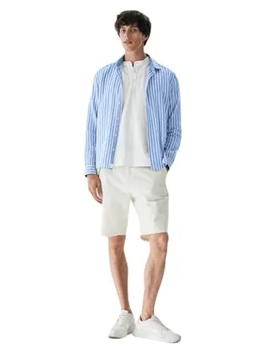 Produktbild: LTB Jeans Herren Hemd Yoceme mit Button-Down-Kragen Entspannte Passform - Leinenmischung in Blau - Größe XL