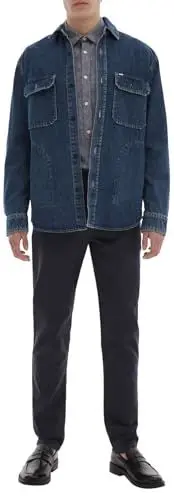 Produktbild: LTB Jeans Herren Jeanshemd Henley - Baumwolle Hemd Übergroße Passform Langarm & Button-Down-Kragen - Blau Größe S