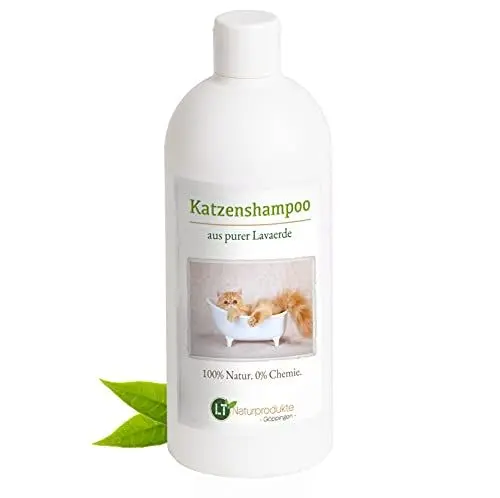 Produktbild: LT-Naturprodukte Katzenshampoo | Bio | Chemie- und seifenfrei | hypoallergen | gegen Juckreiz | mit original marokkanischer Lavaerde | 500ml | für Kurz- und Langfell | für glänzendes Fell