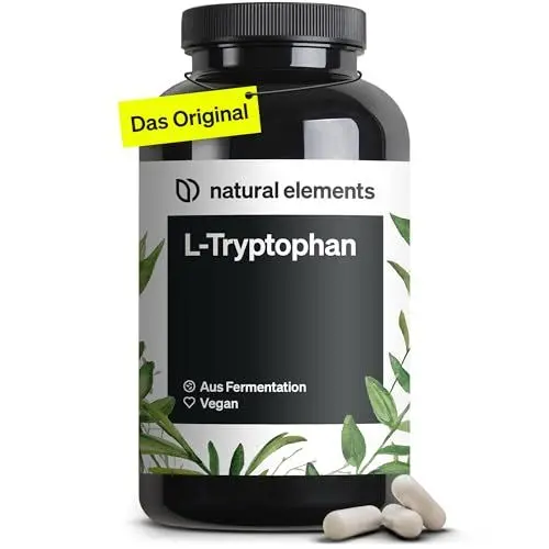 Produktbild: L-Tryptophan - hochdosiert mit 500mg je Kapsel - 240 vegane Kapseln - 8 Monate Reichweite - Aus pflanzlicher Fermentation - Laborgeprüft, ohne unerwünschte Zusätze, vegan