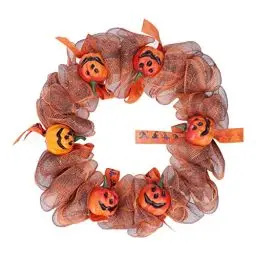 Produktbild: Halloween-Türkranz-Dekorationen, Haustür-Hänge-Kürbis-Netzkranz, Haustür-Aufhänger, Kranz-Dekoration, Halloween-Kürbis, für drinnen und draußen, Party-Dekorationen