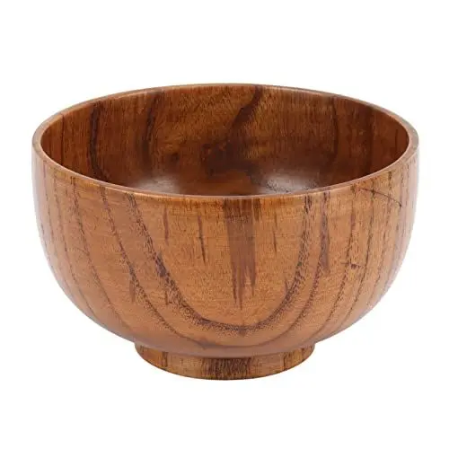 Produktbild: LTSQIN Holzschüsseln, 5,5-Zoll-Suppenschüssel aus japanischem Holz, handgefertigte Holzschüssel, einzigartige Textur, exquisite, glatte, runde Holzschüssel für Reisnudelsalat, Obst
