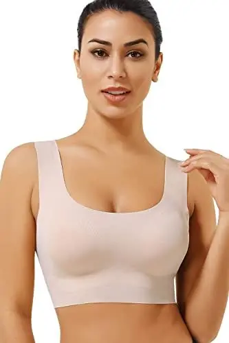 Produktbild: lttcbro Damen Nahtloser Yoga BH U-Ausschnitt Drahtloser Schlaf Bralette, Nude, small