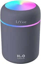 Produktbild: LtYioe Luftbefeuchter, Persönlicher Desktop Mini Luftbefeuchter mit Bunter Cooler Nachtlichtfunktion, Automatische Abschaltung und Super leise für Auto, Büro, Schlafzimmer (Grau)