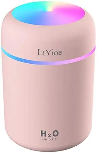 Produktbild: LtYioe Luftbefeuchter, Persönlicher Desktop Mini Luftbefeuchter mit Bunter Cooler Nachtlichtfunktion, Automatische Abschaltung und Super leise für Auto, Büro, Schlafzimmer (Rosa)