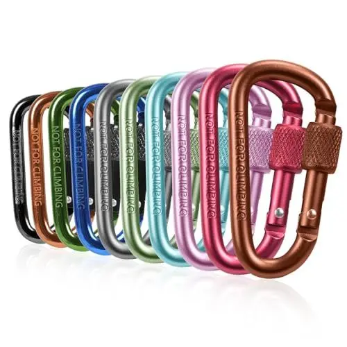 Produktbild: Luabue 10 Stück Karabiner mit Schraubverschluss Karabiner Schlüsselanhänger Klein Karabinerhaken Aluminium Bunt Schraubkarabiner für Camping Angeln Wandern und Reisen