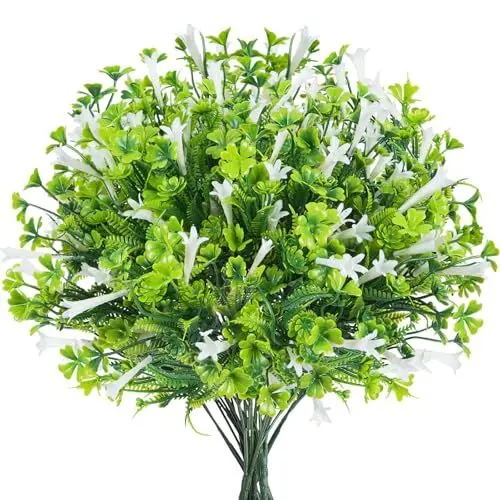 Produktbild: Luabue 6 Stück Künstliche Pflanzen für Draußen Wetterfest Kunstpflanzen Outdoor Grünpflanzen Prunkwinde Sträucher Plastikpflanzen für Blumenkasten Blumenbeet Garten Balkon Deko