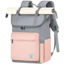 Produktbild: Lubardy Rolltop Rucksack Herren Damen Wasserdicht Rucksack Herren Laptop Rucksack 17,3 zoll Schulrucksack Daypacks für Uni Arbeit Reisen Freizeit Grau