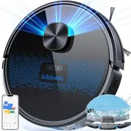 Produktbild: Lubluelu Saugroboter mit Wischfunktion 2-1, 4000Pa Staubsauger Roboter Lasernavigation mit 5 Karten, 55 dB Roboterstaubsauger mit APP Steuerung, Ideal für Tierhaare, Teppiche, Hartböden, Blau (SL60D)