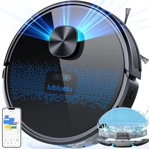 Produktbild: Lubluelu Saugroboter mit Wischfunktion 2-1, 4000Pa Staubsauger Roboter Lasernavigation mit 5 Karten, 55 dB Roboterstaubsauger mit APP Steuerung, Ideal für Tierhaare, Teppiche, Hartböden, Blau (SL60D)