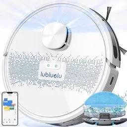 Produktbild: Lubluelu Saugroboter mit Wischfunktion 3-1, 4000Pa Staubsauger Roboter Lasernavigation mit 5 Karten, 55 dB Roboterstaubsauger mit APP Steuerung, Ideal für Tierhaare, Teppiche, Hartböden, Weiß (SL60D)