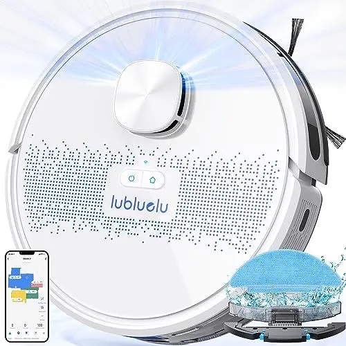 Produktbild: Lubluelu Saugroboter mit Wischfunktion 3-1, 4000Pa Staubsauger Roboter Lasernavigation mit 5 Karten, 55 dB Roboterstaubsauger mit APP Steuerung, Ideal für Tierhaare, Teppiche, Hartböden, Weiß (SL60D)
