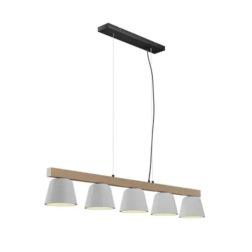 Produktbild: Lucande Beton Pendelleuchte Kalinda (Skandinavisch) in Alu aus, (5 flammig E14) - Deckenlampe Esstischlampe Hängelampe Hängeleuchte Wohnzimmerleuchte