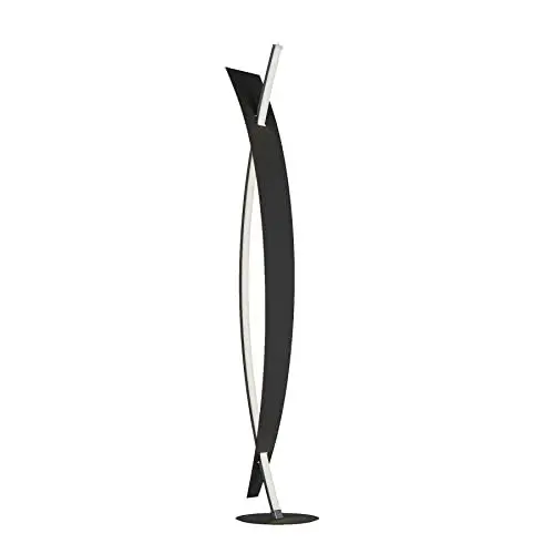 Produktbild: Lucande LED Stehlampe schwarz gold mit Touchdimmer, 24W LED, geschwungene Stehleuchte 140 cm, Standleuchte Wohnzimmer, Esszimmer