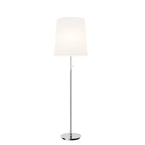 Produktbild: Lucande Stoff Stehlampe höhenverstellbar, Stehleuchte Textil Lampenschirm weiß Standleuchte Leselampe 1x E27 max. 60W ohne Leuchtmittel