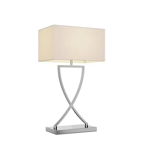 Produktbild: Lucande Tischlampe, Tischleuchte Stoffschirm weiß Nachttischlampe Stoffschirmlampe 1x E27 max. 60W ohne Leuchtmittel Schlafzimmerlampe