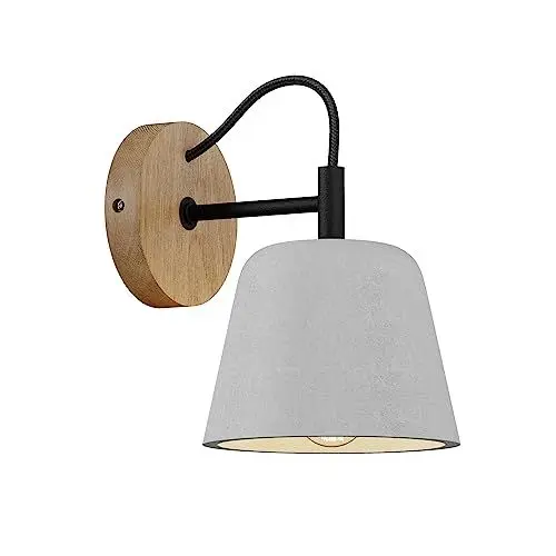 Produktbild: Lucande Wandlampe Skandi Holz Beton, Wandleuchte innen Wandstrahler 1x E14 max. 40W ohne Leuchtmittel Strahler Spot Wandbeleuchtung Wohnzimmerlampe