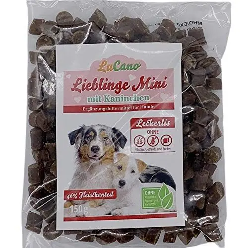 Produktbild: LuCano Leckerlis Lieblinge Mini + Kaninchen 500 gr Dose getreidefrei glutenfrei und ohne Zucker (Lamm, 1 x 150 gr. Beutel)