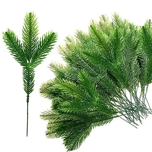Produktbild: Luccyle 36 Stück Künstliche Kiefer Zweige,immergrüne Tannenzweige für Weihnachten,Künstliche Kiefernzweige DIY Zubehör für Weihnachten Simulation Tanne Künstliche (Grün)