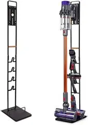 Produktbild: Luchs Ständer Universal für Akkusauger/Handstaubsauger - Organizer für Dyson V6, V7, V8, V10, V11, V15, DC30, DC31, DC34, DC35 Standfuß Halterung Rahmen auf RÄDERN und HOLZGRIFF (Schwarz)
