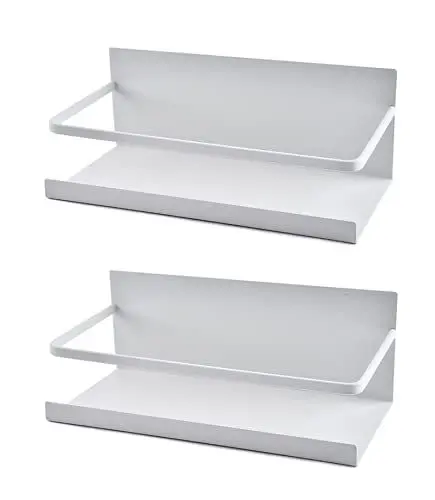 Produktbild: Luchs – 2er Set Magnetisches Regal für Kühlschrank aus Edelstahl, Hängeregal, Küchenregal, Gewürzregal, Kühlschrank Regal, Organizer mit Haken (Weiss)