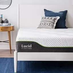 Produktbild: LUCID Hybrid Latex Matratze, H3, 25cm hoch – Taschenfederkernmatratze mit Gel Memory Foam & elastischem Latexschaum – Öko-Tex – Federkernmatratze, 90x200 cm, Weiß
