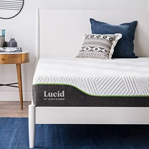 Produktbild: LUCID Hybrid Latex Matratze, H3, 25cm hoch – Taschenfederkernmatratze mit Gel Memory Foam & elastischem Latexschaum – Öko-Tex – Federkernmatratze, 90x200 cm, Weiß