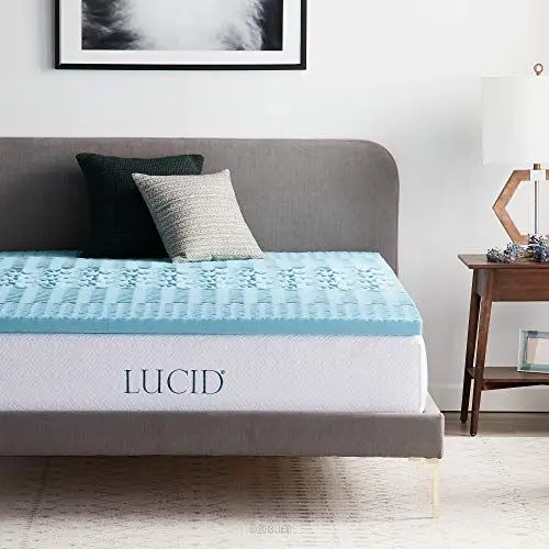 Produktbild: LUCID Matratzen Topper mit 5 Zonen – 5cm Gel Memory Foam Matratzenauflage, atmungsaktiv, Oeko-Tex, 120x190 cm, Blau