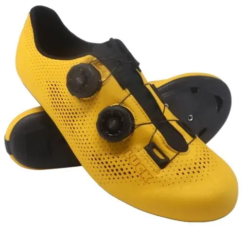 Produktbild: LUCK Gip Rennradschuhe mit Carbonsohle und doppeltem Drehverschluss., gelb, 38 EU
