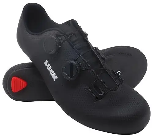 Produktbild: LUCK P-40 Rennradschuhe mit Carbonsohle und doppeltem Präzisions-Rotationsverschluss., Schwarz , 41 EU