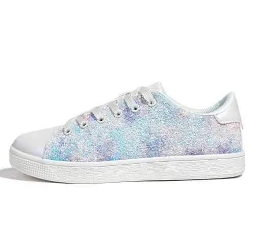 Produktbild: LUCK STEP Glitzer-Sneaker, modische Schnür-Sneaker, glitzernde Schuhe für Damen(Lila Multi,7US-37EU-4UK)