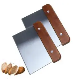 Produktbild: luckhycz 2 Stück Teigschaber Edelstahl, Teigschaber mit Holzgriff und Edelstahlklinge in Lebensmittelqualität Teigschneider für Kuchen, Pizza, Brotschneiden, Küchenbedarf