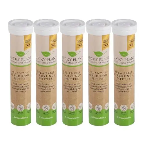 Produktbild: LUCKY PLANT Pflanzenstärkung Tablette | Stärkeres Pflanzenwachstum & längere Blütezeit | Zimmerpflanzen, Sträucher, Rasen, Obst & Gemüse | unbedenklich für Tiere & Natur | 5x 20 Tabletten