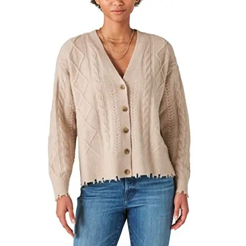 Produktbild: Lucky Brand Damen Cable Cardigan, Light Camel, Groß