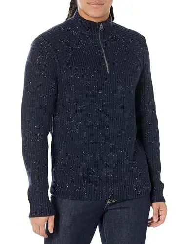 Produktbild: Lucky Brand Herren Tweed Mock Zip Pullover, Cadet Marineblau, Small