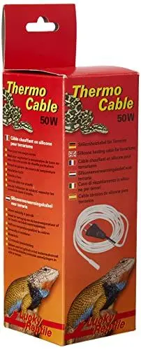 Produktbild: Lucky Reptile Thermo Cable - 50 W Heizkabel für Terrarien - 6,5 m Kabel mit 1,5 m Kaltzuleitung - schnelle Aufheizung & gleichmäßige Wärme - Silikon Heizkabel wasserdicht - Terrarium Zubehör