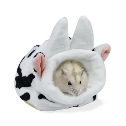 Produktbild: LuckyOpt Hamster Bett, nettes Mini Meerschweinchen Bett mit Abnehmbarer Bettwäsche, weiches kleines Tierbett für Meerschweinchen Syrische Igel Gerbil kleine Haustiere, S (Schwarz+Weiß)