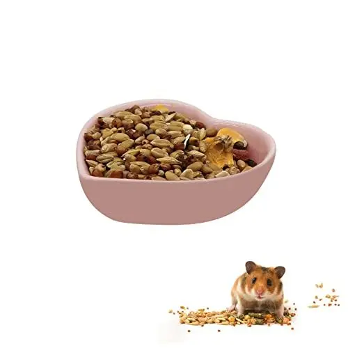 Produktbild: LuckyOpt Hamsternapf Keramik Herzform Haustier Futternapf Waschbar Kleintier Schalen Hamster Wassernapf für Meerschweinchen, Rennmäuse, Igel, Chinchilla, Papagei (Blau)